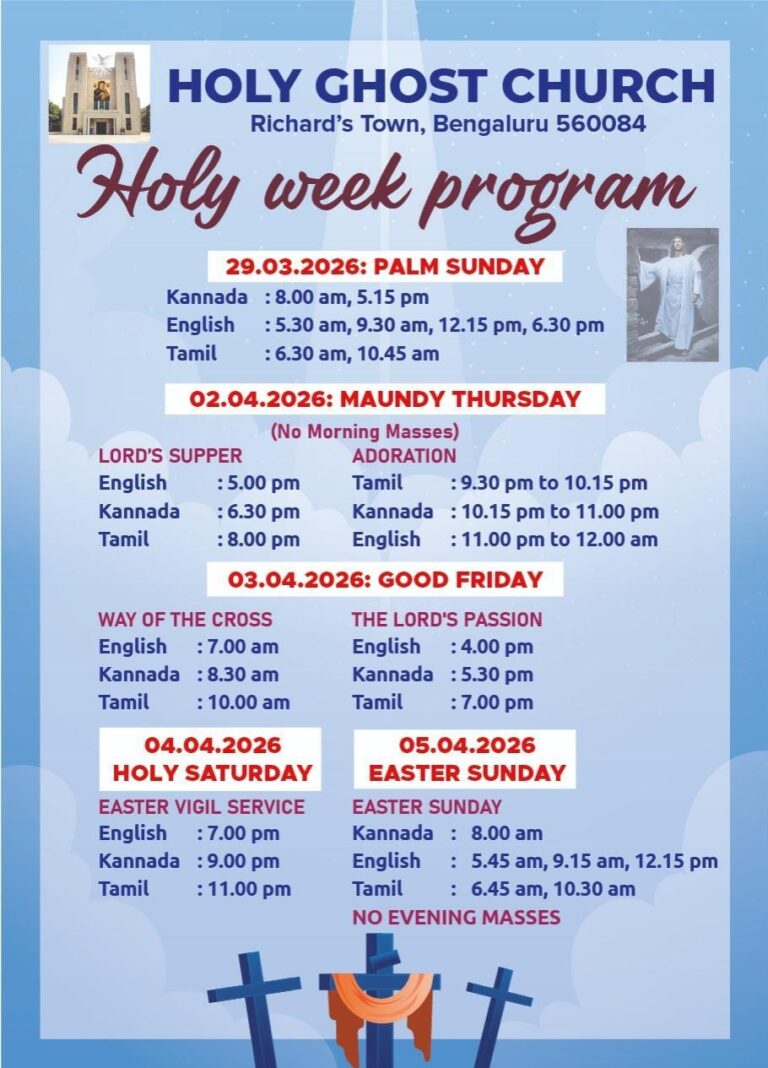Holy Week Schedule - HOLY GHOST CHURCH